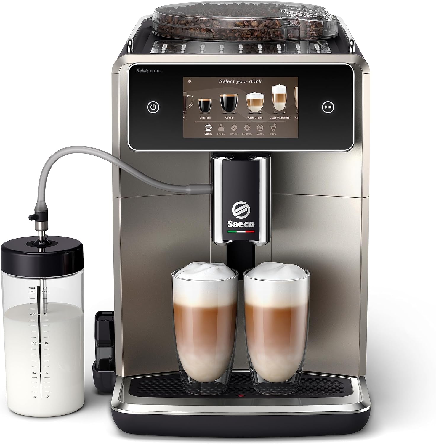 Saeco GranAroma automatisk espressomaskine - 14 kaffespecialiteter, intuitiv farveskærm, 4 brugerprofiler, keramisk kværn, 1500 watt (SM6580/10)