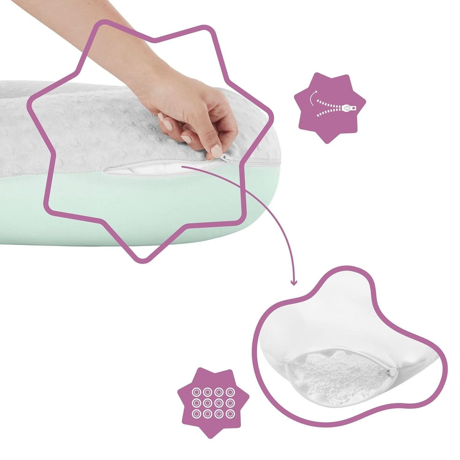 Badabulle Ammepude og luftig graviditetspude, 150 cm, inkluderer betræk, ergonomisk form Tilbehør Mad og Amning Bebe Naty Shop