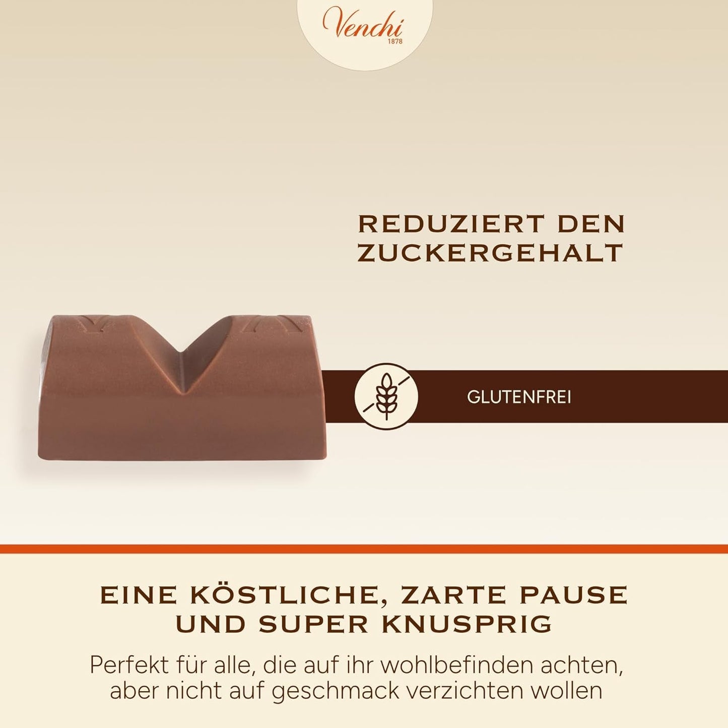 Venchi - Chokoladebarer med mælk og hasselnødder - 70% sukker - Praliner med BGB Piemonte hele hasselnødder, 1 kg - Glutenfri