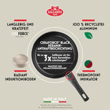 Ledro stegepande, 24 cm, aluminium, velegnet til induktion, non-stick keramisk belægning, Thermopoint, Made in Italy, beige Gryder og pander Naty Shop