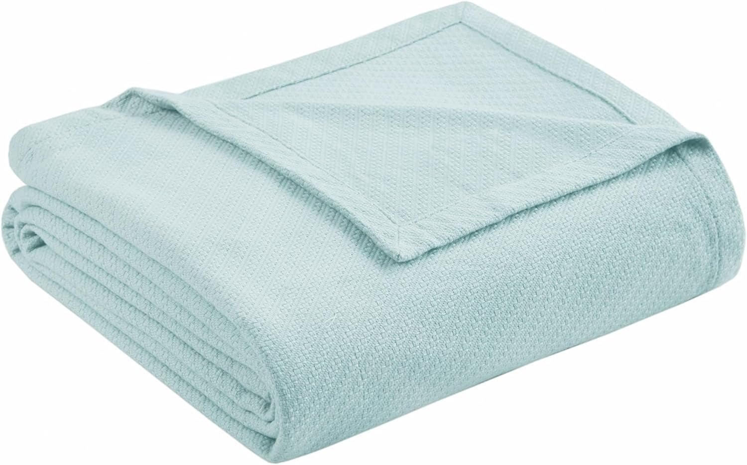 Madison Park Luksus flydende bomuld Høj kvalitet Blødt Komfortabelt 100 % ringspundet bomuldstæppe til sengesofa Sofa Blush Fuld/Queen Naty Shop Dyner & dyner Lyseblå King Size