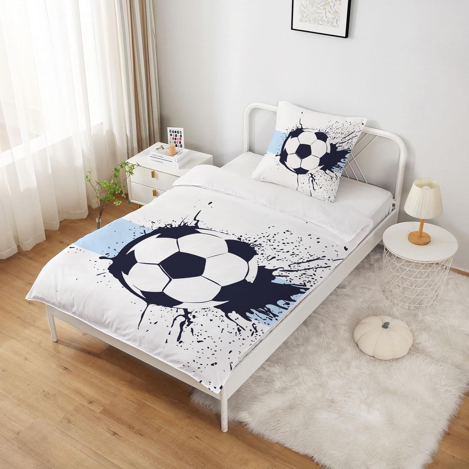 Sengetøj til drenge, fodbold, mikrofiber polyester Sengetøj - børn Naty Shop