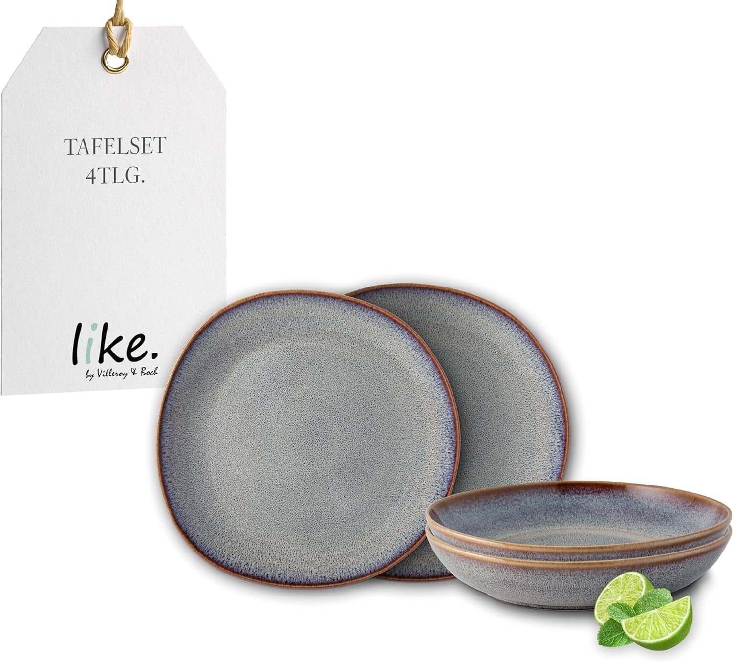 Lave beige bordsæt fra Villeroy & Boch, 4 stk., ca.