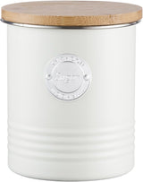LIVING kollektion, sukkerskål med låg | creme pastel | opbevaringsboks 1 L køkken til sukker | sukkerbeholder i stål med låg | Bambus lufttætte opbevaringskrukker med låg Madopbevaringsbokse Naty Shop Sugar
