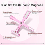 SUPWEE 5 i 1 Neglemagnetværktøj, Pink Cat Eye Magnet Für Nägel Multifunktions Magnetstift DIY Magic 3D Magnet Stick Pen Sæt Nail Art Magnet Stick Für Nail Art Diy-Zubehör