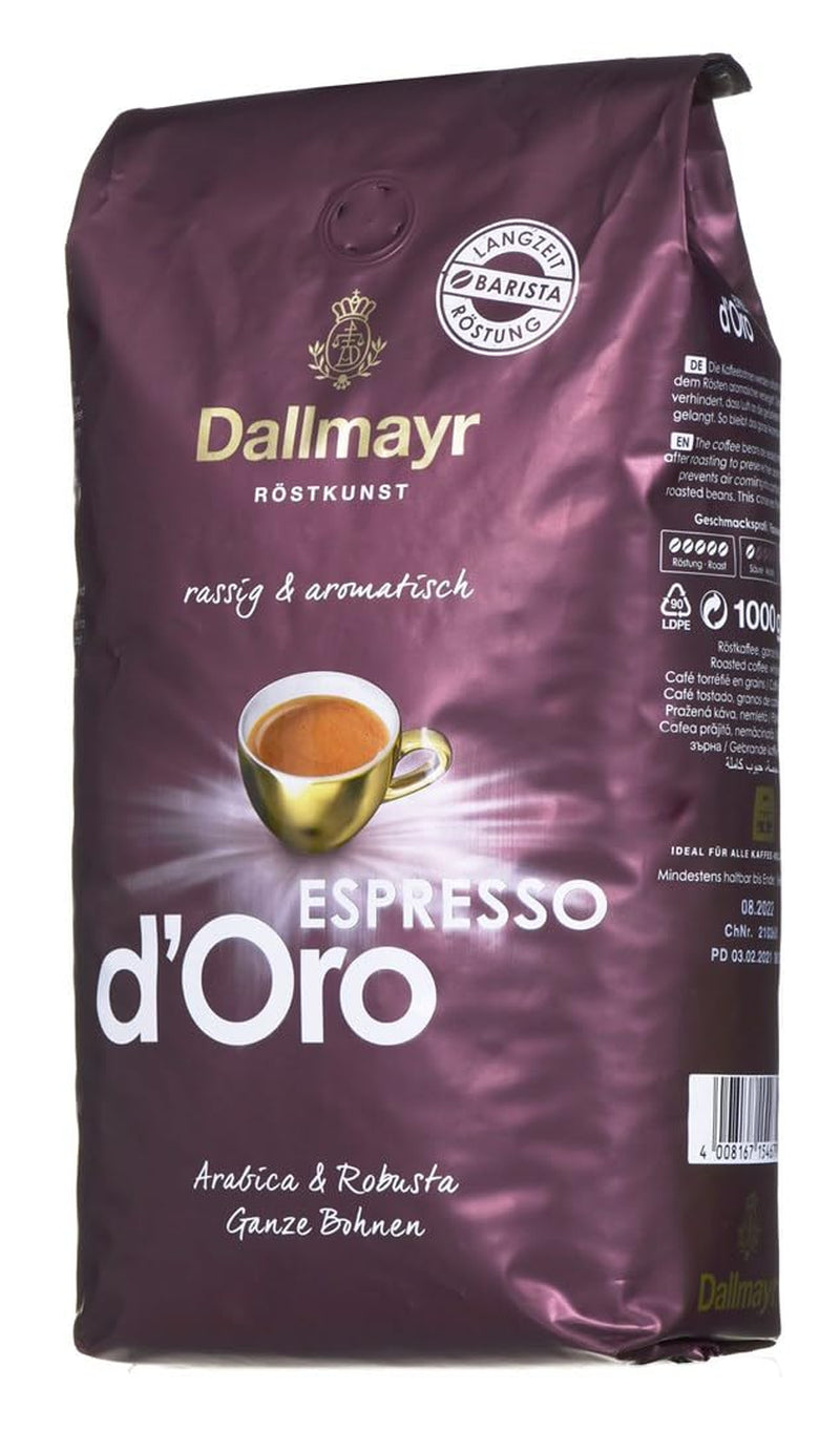 Espresso d'Oro hele bønner 8x 1000g (8000g) - kraftigt aromatiseret kaffe