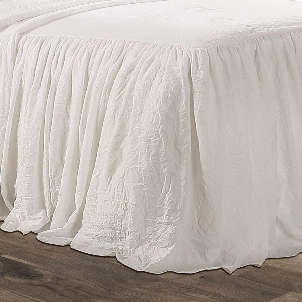 Lush Decor sengetæppe med flæseskørt, polyester, hvid, dobbeltseng Lush Decor Senge og tæpper
