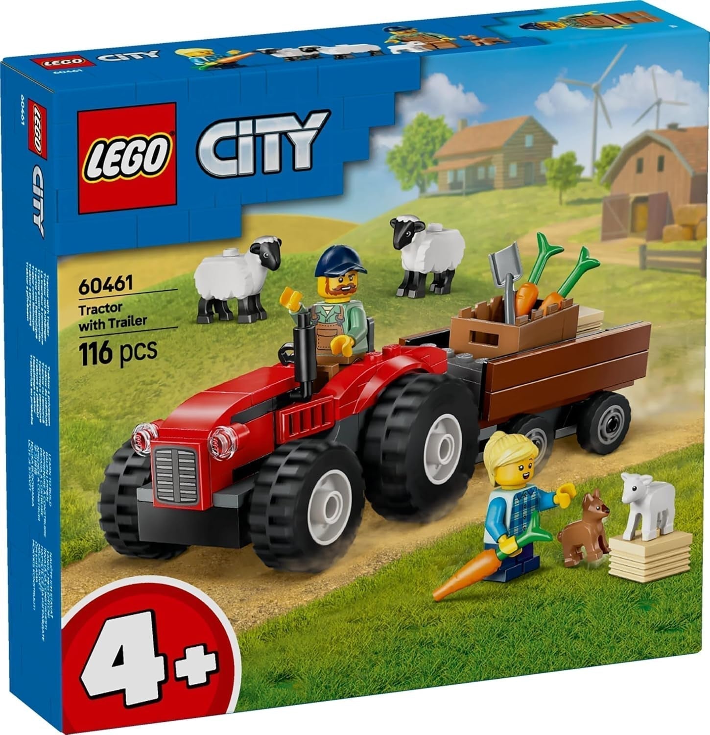 LEGO City traktor med trailer - Gårdlegetøj med traktor og dyrefigurer - Montessori legesæt til drenge og piger fra 4 år - gave med 2 minifigurer 60461 Byggesæt Besuche den LEGO-Store