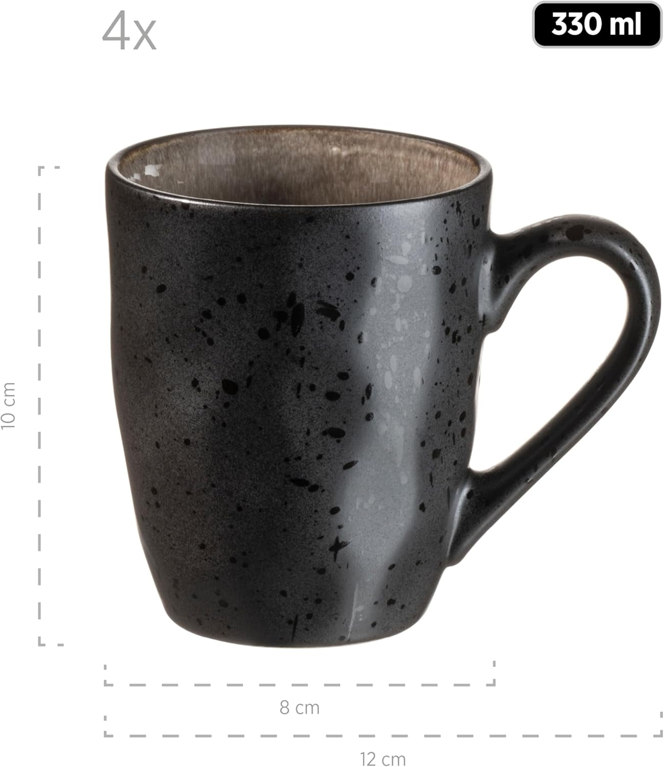 MÄSER 934073 Niara Organic Series Moderne 4-personers servisesæt med spændende vintagelook, 16-delt kombinationsservice med en speciel sort og brun glasurkombination, stentøj