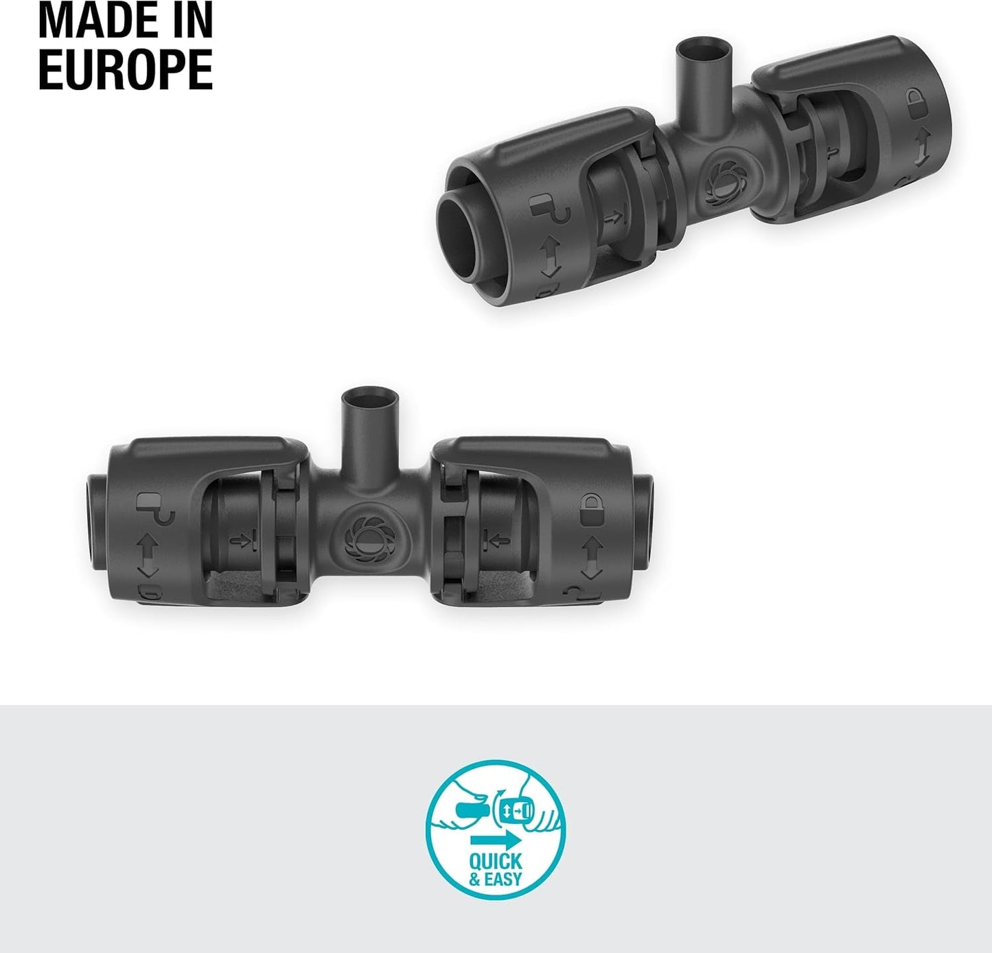 Gardena Micro-Drip-System T-stykke til sprøjtedyser: Forbindelse mellem 13 mm rør og en sprøjtedyse, automatisk plantevanding, hurtig og nem tilslutningsteknologi, genanvendelig (13206-20)