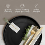 Stentøj tallerkensæt til 6 - mat sort 6 dele sæt store tallerkener til mikroovn Elegant design - Twinzee Ebony Collection