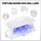 Aokitec Mini LED UV-lampe, UV-gel-neglelampe, bærbar negletørrer til alle slags gel-neglelak, museformet hærdningsværktøj, kompakt, let med USB-kabel (hvid)
