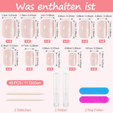 Kiiwah 48 stk. korte firkantede negle Pink kunstige negle lim på korte neglespidser falske neglespidser