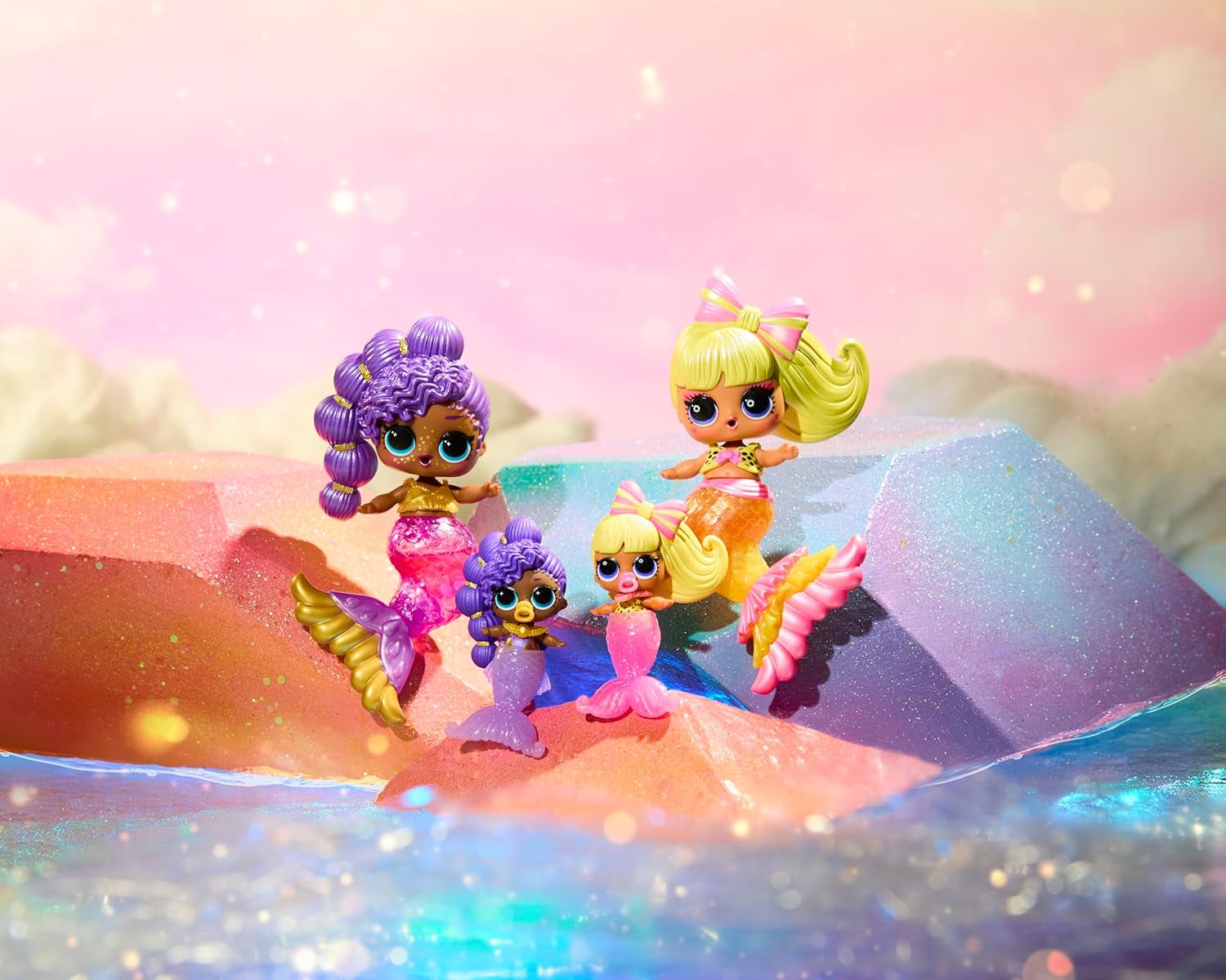LOL overraskelse! Mermaids Makeover Magic Tots - Ægte lipgloss for dig og din dukke at lave selv, blande og skabe makeup, Sjov vandleg, 6 dukker at samle - Alders 4+