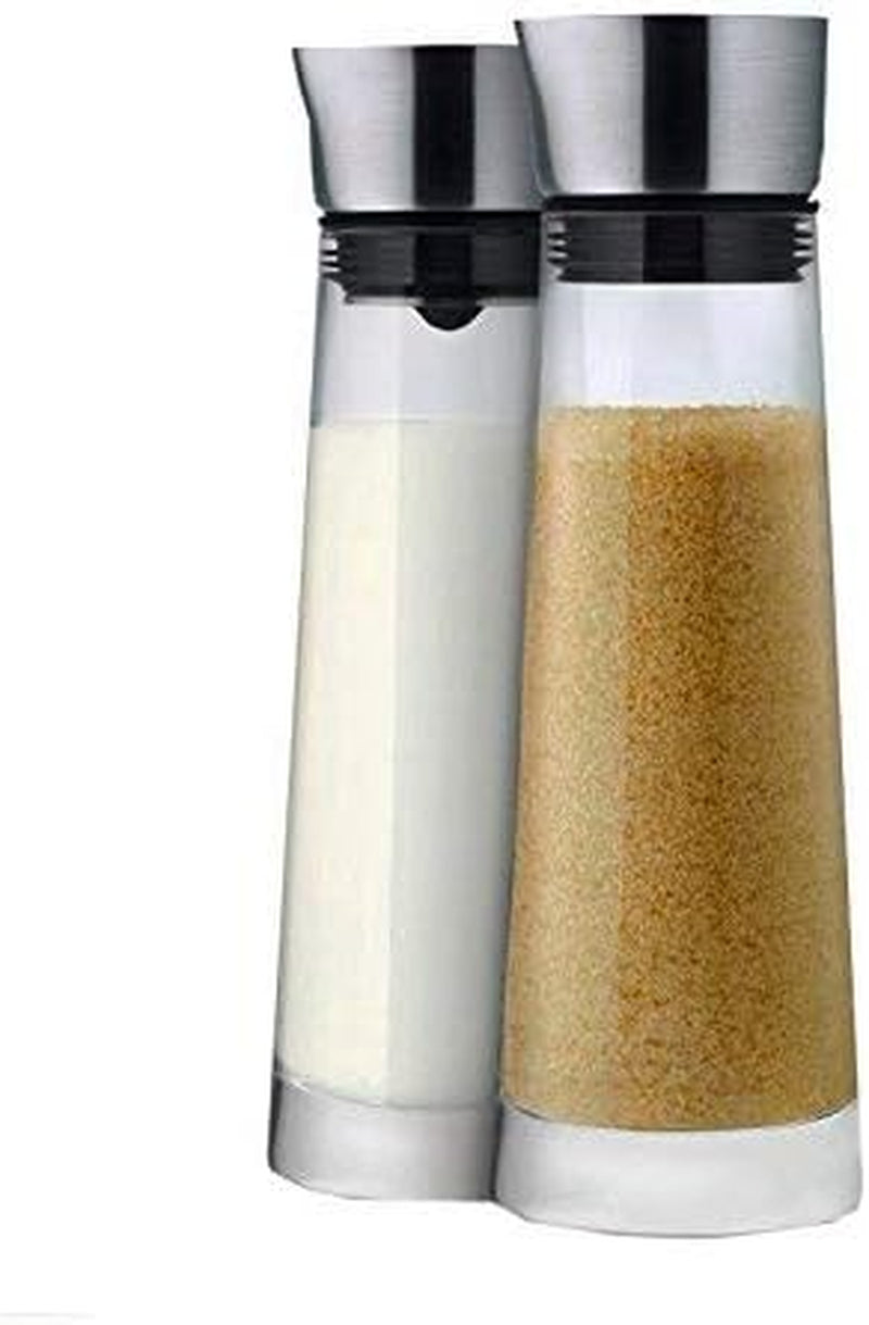 blomus -MACCHIATO- Glassukker- og flødesæt, kapacitet 180ml, låg i rustfrit stål, til te og kaffe, håndværk af høj kvalitet, eksklusivt udseende (H/B/D: 17 x 5,4 x 5,4 cm, Transparent, 63510)