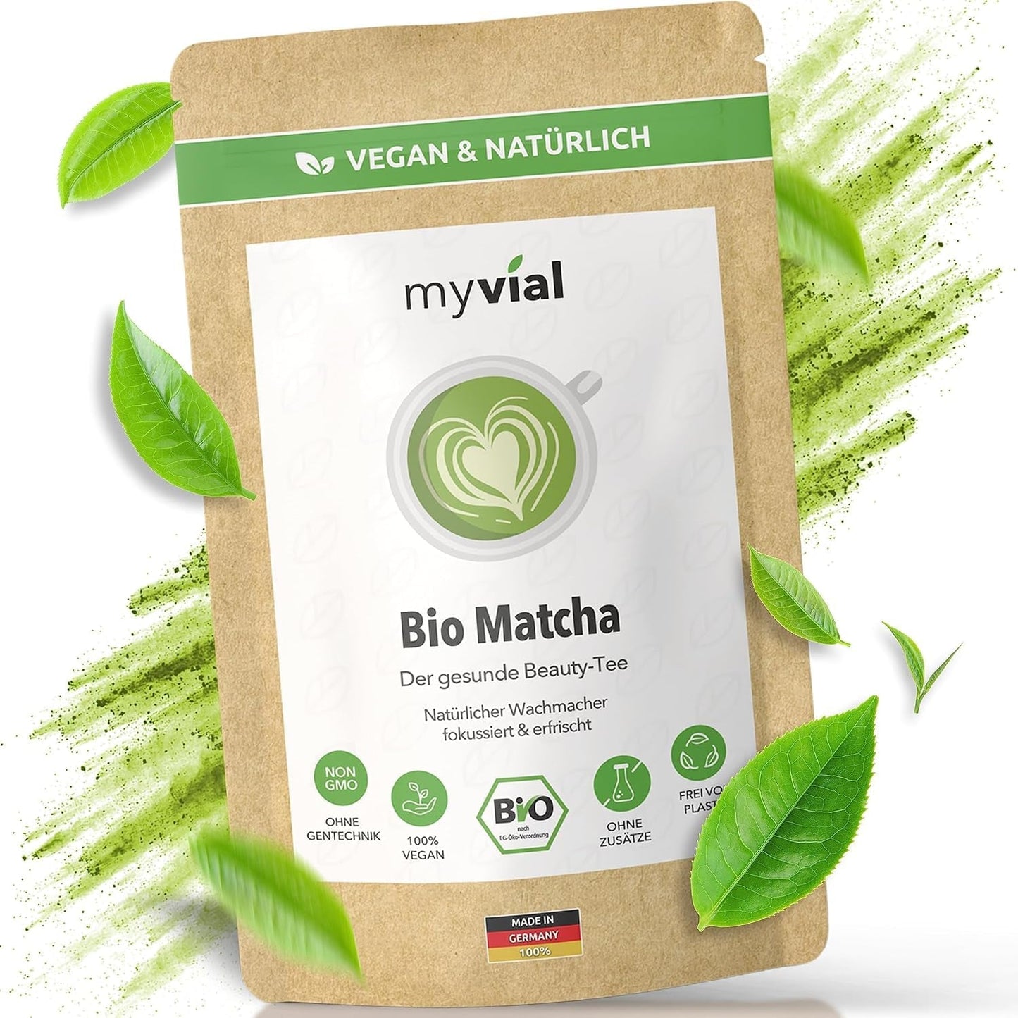 Økologisk Matcha Tea Premium Pulver 100g Grøn te af højeste kvalitet fra Japan Kagoshima - Perfekt til Smoothie Matcha Latte Japansk grøn te Vegansk uden tilsætningsstoffer Plastfri emballage