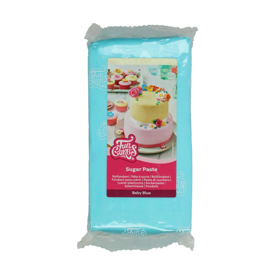 FunCakes Baby Blue Rolled Fondant: Nem at bruge, glat, fleksibel, blød og bøjelig, perfekt til kagedekoration, halal, kosher og glutenfri. 1 kg Naty Shop Standardtitel sukkerpasta