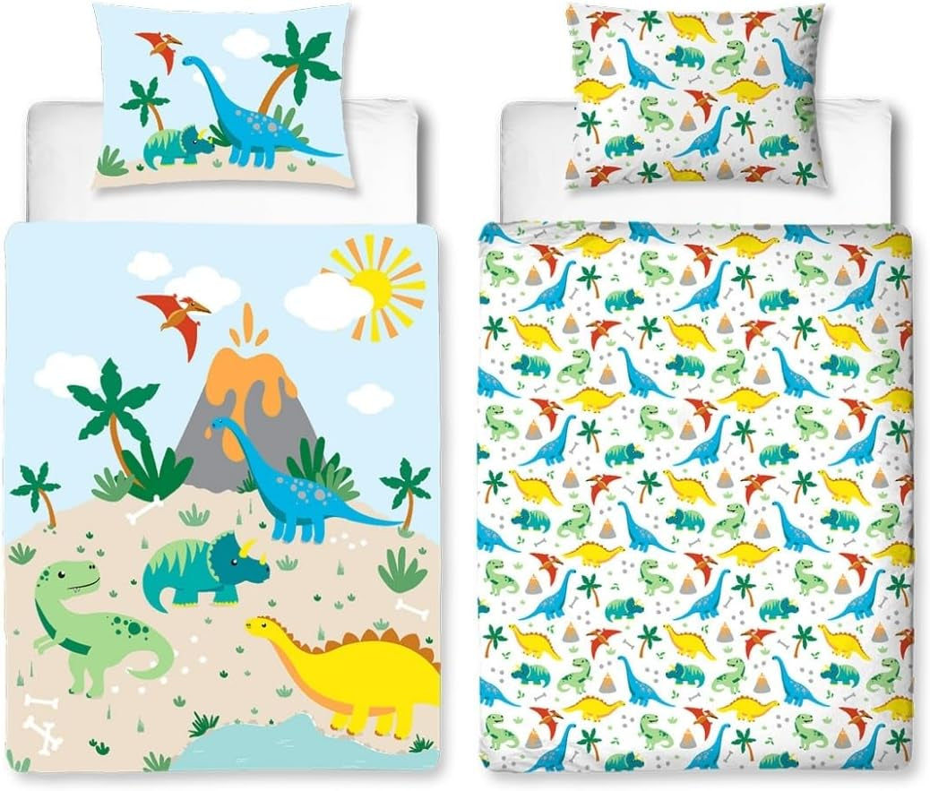 Sengetøj til børn, bomuld Sengetøj - børn Naty Shop 100 X 135 + 40 X 60 Dino flannel