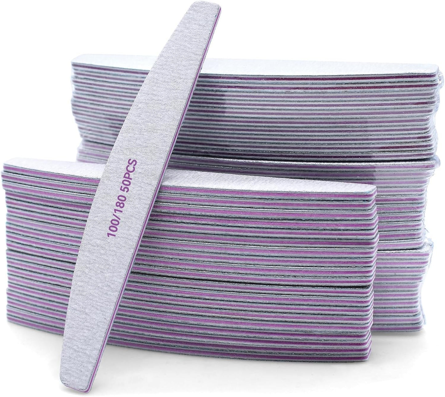 50 Stück Nagelfeile 100/180, Halbmond Nagelfeilen Für Gelnägel, Doppelseitige Nagelfeilen Sæt, Neglefil, Grit Engangsneglefil Für Nagelstudios DIY Nail Art Zuhause, Weiß