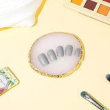 Harz Nail Art Palette,Maniküre Gemalt Palette,Goldener Rand Nagelleck Palette,Nail Art Makeup Palette Display Fach Nagel DIY Zubehör(Weiß)