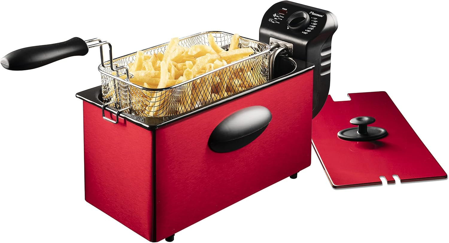 Bestron oliefrituregryde med koldzoneteknologi, 3,5 liter, 2000 watt Hvidevarer Naty Shop Red Single