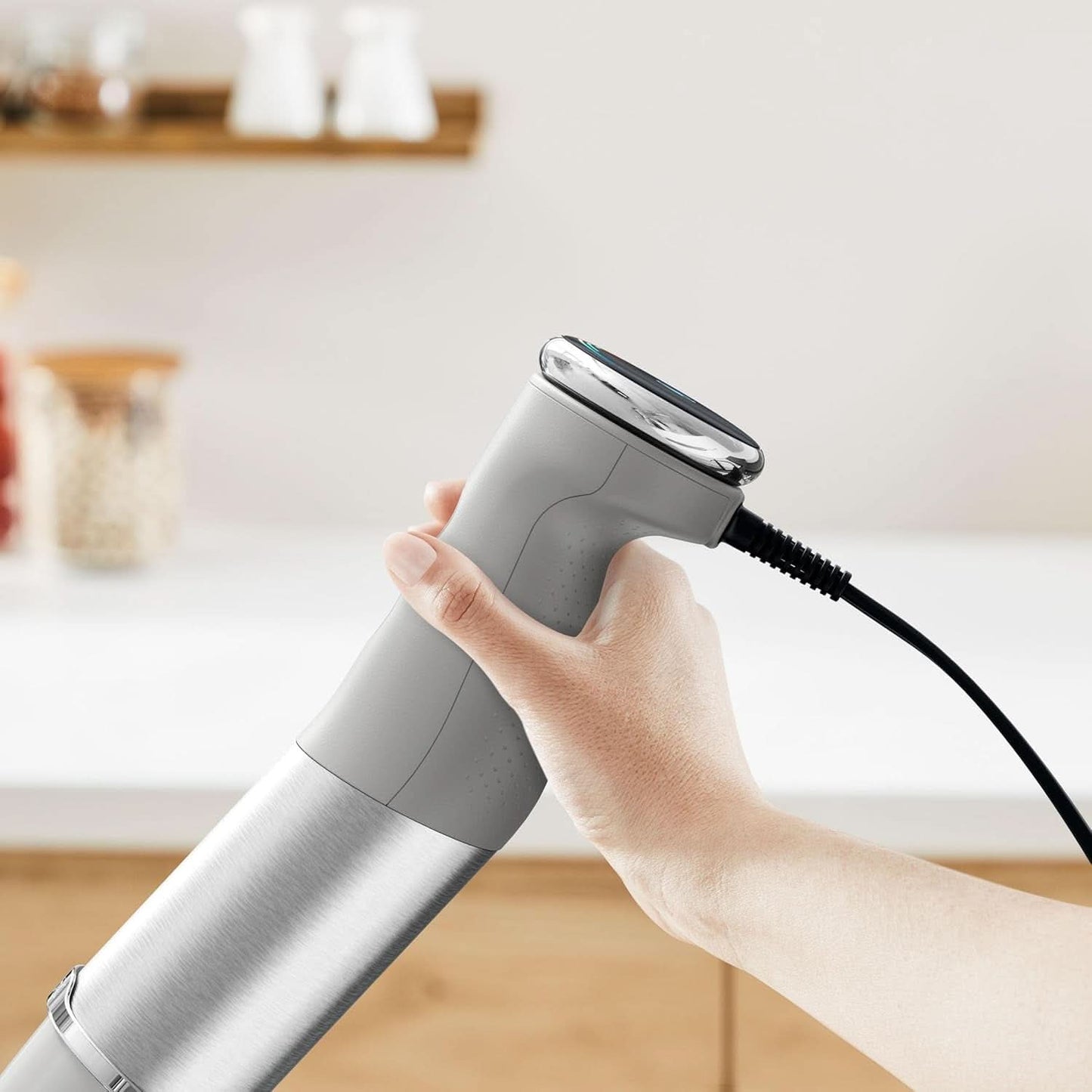 Tefal Quickchef+ 3-i-1 XL Stabmixer/Zerkleinerer/Schneebesen, 1000 W, Intuitiv Geschwindigkeitsregelung, Turbo-Taste, Powelix-Messer-Technologie, Edelstahl, Grau, HB67MB30 Kitchen Naty Shop