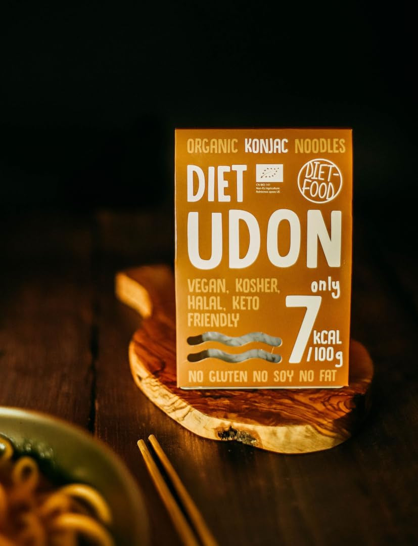 Udon Shirataki Konjac Noodles Bio 385g - Lavt kalorieindhold, glutenfri, vegansk - lavet af konjacrod, rig på fibre DIET-MAD