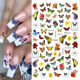 JMEOWIO Nagelsticker Schmetterling 8 Blätter Nagelaufkleber Selbstklebend Blau Schwarz Gold Schmetterling Nail Art Dekoration Nagel Design Tilbehør