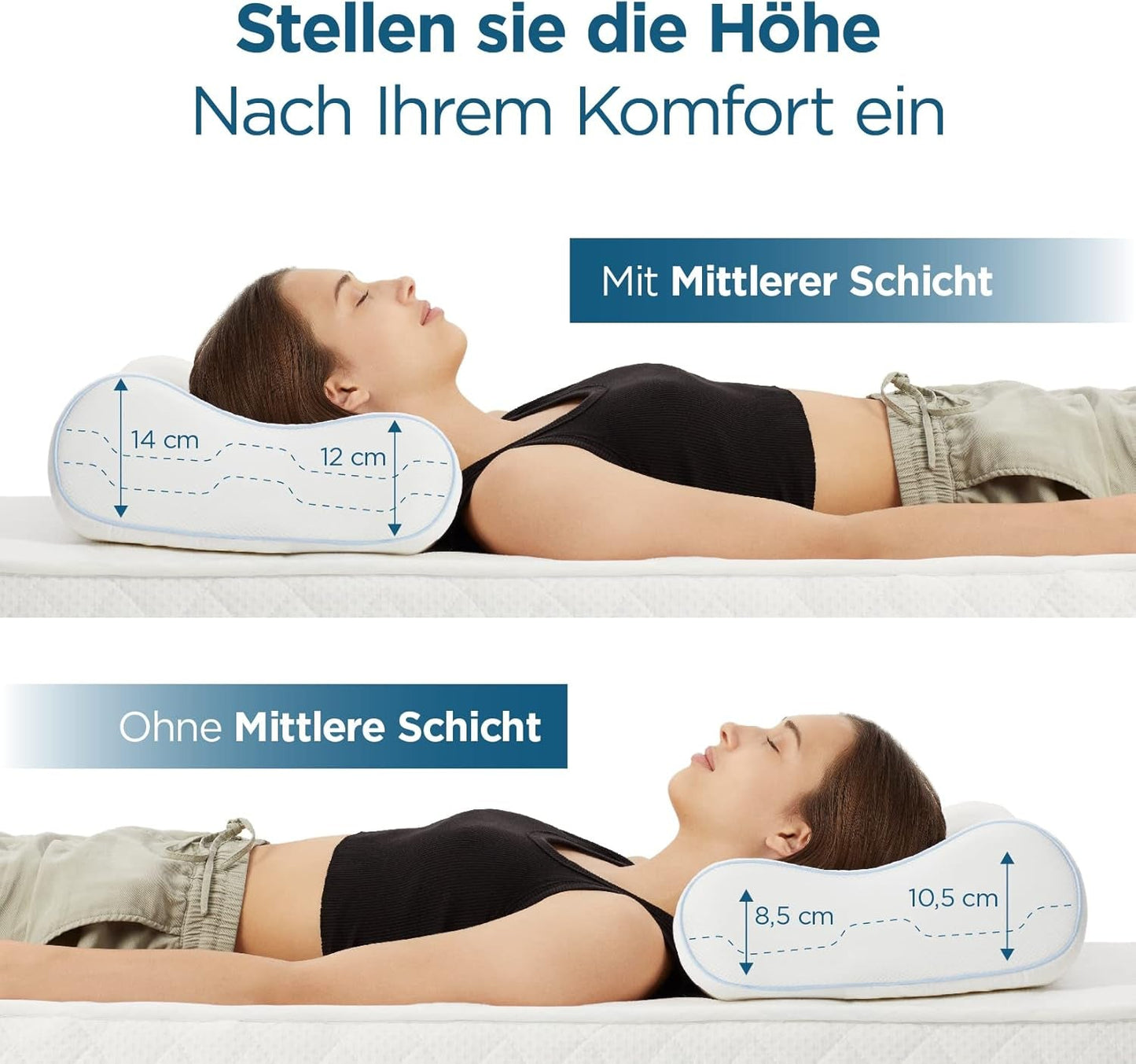 ORTHOVERSE ortopædisk pude - nakkestøttepude, sovepude, pude, memory foam pude, pude, nakkesmerter pude - højdejusterbar, aloe vera betræk, lægehjælp Naty Shop Cervical Ortopædiske puder