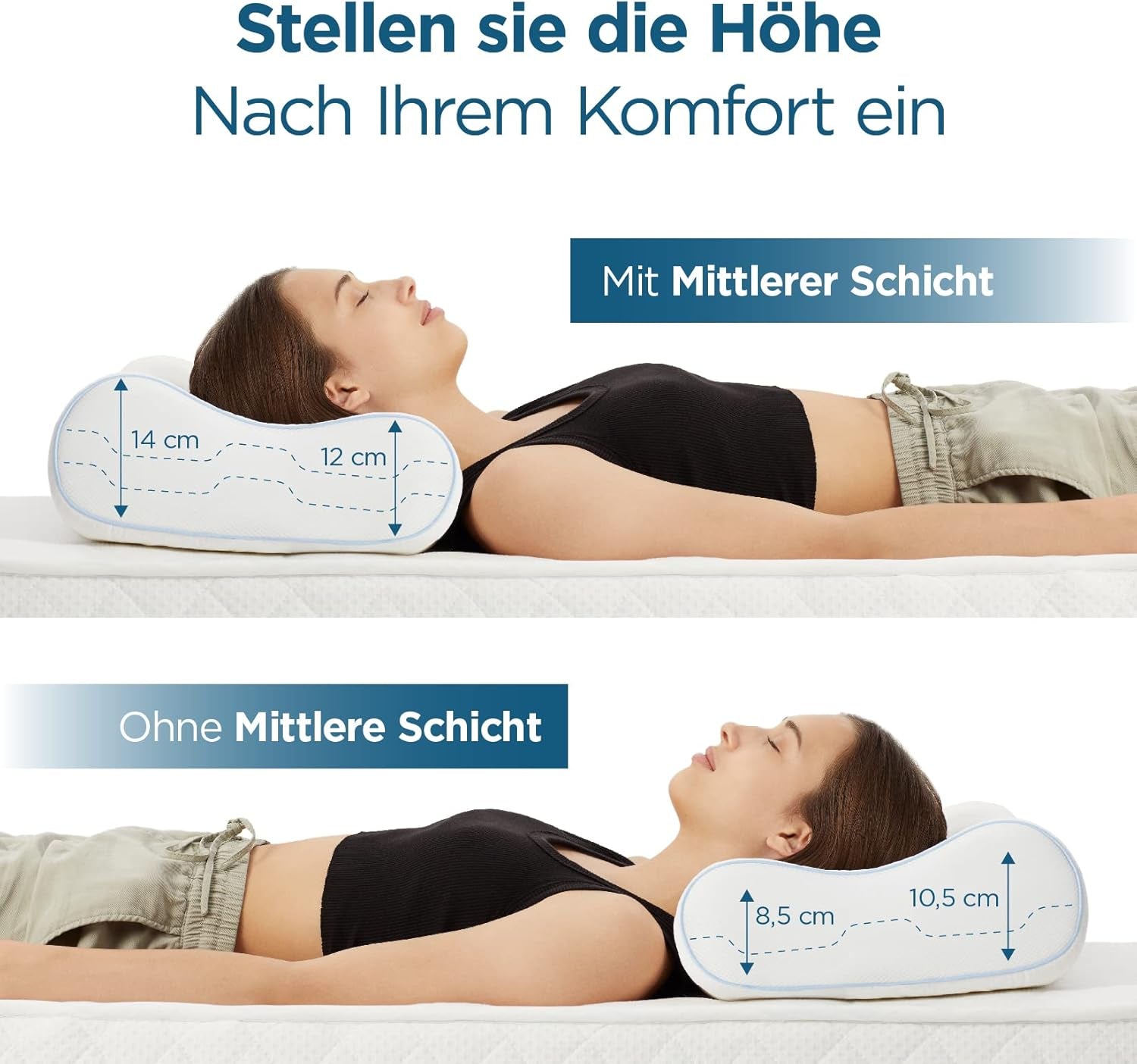 ORTHOVERSE ortopædisk pude - nakkestøttepude, sovepude, pude, memory foam pude, pude, nakkesmerter pude - højdejusterbar, aloe vera betræk, lægehjælp Naty Shop Cervical Ortopædiske puder