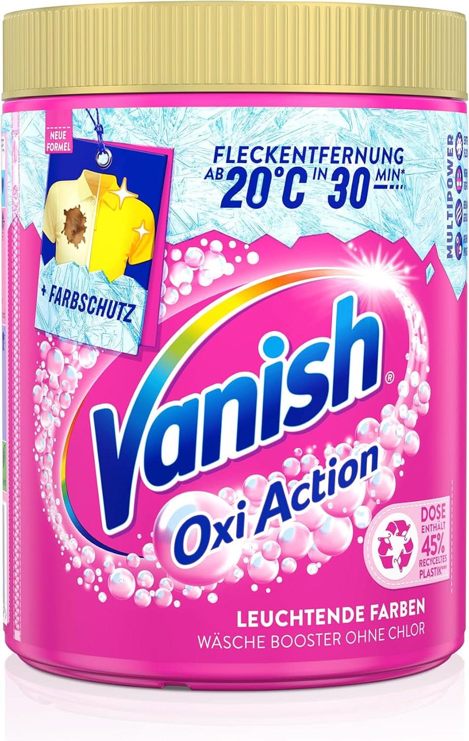 Vanish Oxi Action Powder Pink - 1.125 Kg - klorfri pletfjernelse og vasketøjsforbedringspulver - til farvet vasketøj Vaskemidler Naty Shop