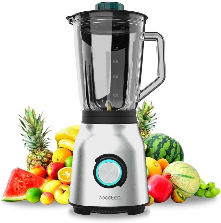 Cecotec Standmixer Power Black Titanium 2200MAX Smooth, 2200 W Maximale Leistung, 6 Klingen Aus Edelstahl, Ice-Crush-Funktion, Turbo- Og Smoothie-Funktion, Autoclean-Funktion Køkken Naty Shop Inox 1800 W | 1,5 L + Autoclean