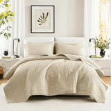 Comfort Spaces Kienna Quilt Sæt, Luksus Dobbelt Stitch Sommertæppe, Letvægts, Blødt Sengetøj året rundt, Matchende pudebetræk, Hvid, Tæppe til kingsize senge (264,2 X 228,6 cm), Naty Shop Quilts & Quilts Ivory King/Cal King(104"X90")