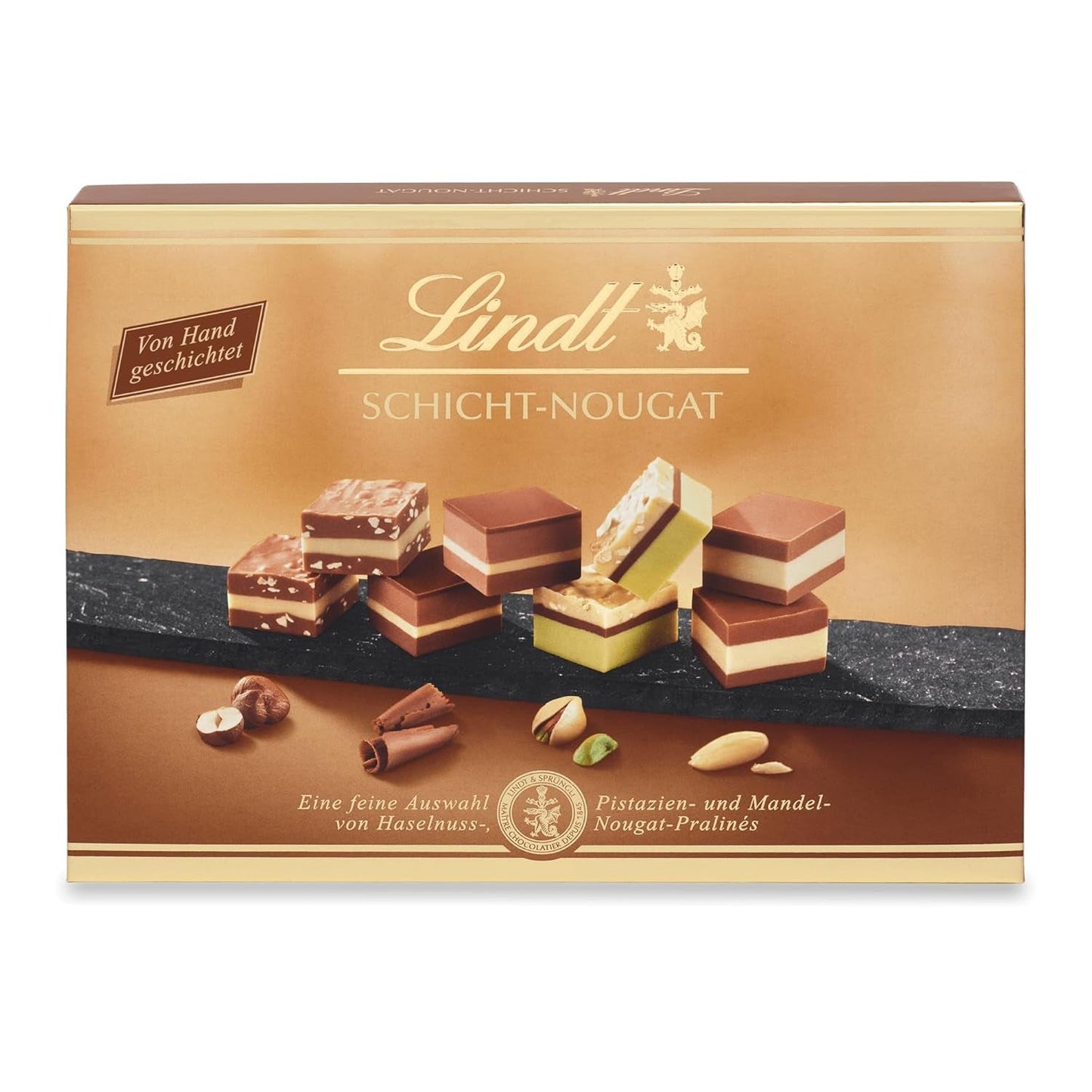 Lindt, æske med 12 honningkagespecialiteter med mandler, hasselnødder og pistacienødder, 125 gram Naty Shop Standardtitel