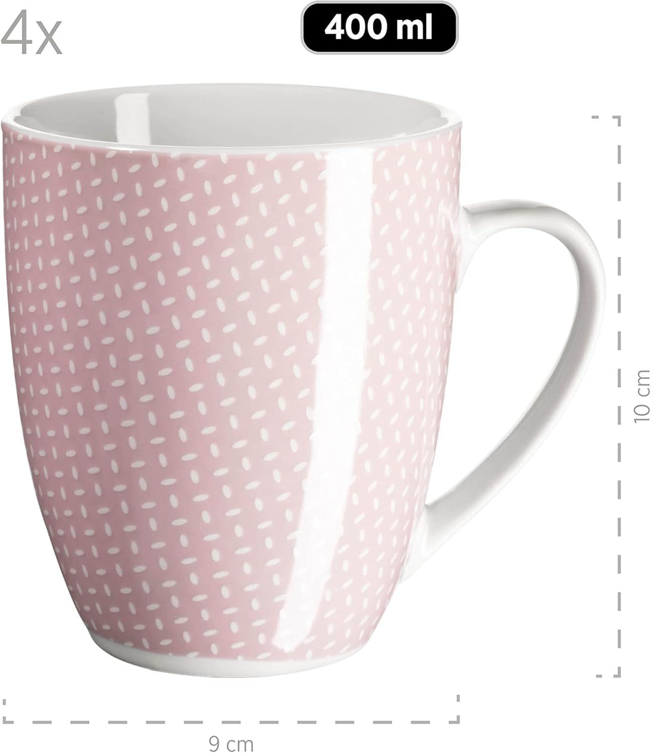 MÄSER Kitchen Time II, Servicesæt til 4, Kombinationsservice med 16 stykker i pastelfarver med diskret mønster, Porcelæn, Pink