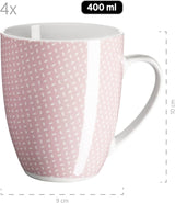 MÄSER Kitchen Time II, Servicesæt til 4, Kombinationsservice med 16 stykker i pastelfarver med diskret mønster, Porcelæn, Pink