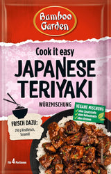 Bamboo Garden - Teriyaki krydderblanding , Gewürzmischung für Teriyaki , Für 4 Portionen , Ohne Geschmackverstärker og Konservierungsstoffe , 1 x 25 g (Verpackungsdesign kann abweichen)