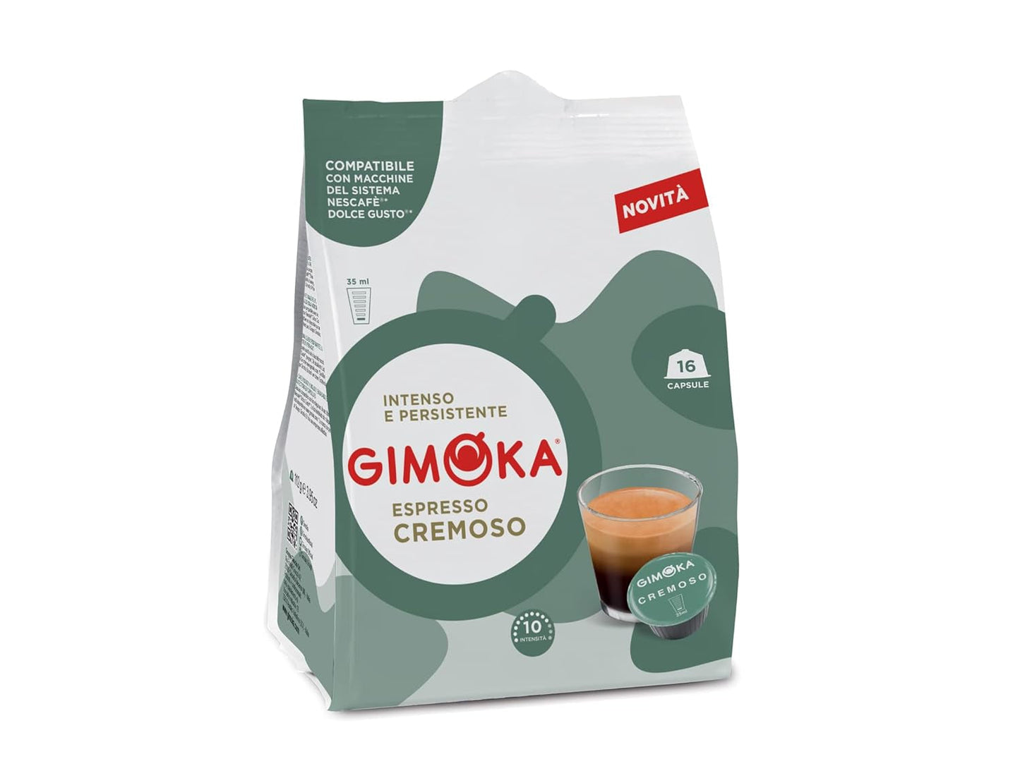 Gimoka - Kompatibel til Nescafè - Dolce Gusto - 64 Kapsel - Cremet smag - Intensität 10 - Made In Italy - 4 Packungen Zu 16 Kapseln