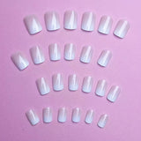 Selvklæbende kunstige neglesæt - franske falske negle - 24 stykker Kort firkantet design Hvid Pink Gradient Kunstige Negle Ballerina Manicure (Kort Pink Gradient)