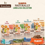 IAMS Natural Wet Cat Food i Sauce - Højkvalitets kød- og fiskevådfoder til voksne katte, Land & Sea Collection, 12 x 85g