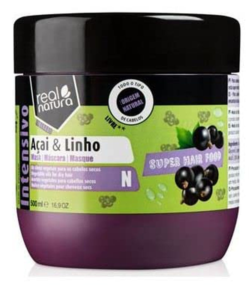 - Super Hair Food Mask Açaí og Linseed 500 ml - Unisex - Intensiv pleje for stærkt og sundt hår Naty Shop Hair Mask Standard titel