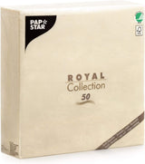 Papstar Servietter, Champagne Royal Collection 1/4-fold vævsservietter, Størrelse 40 X 40 Cm, 1 X 50-pak, Champagne / Creme