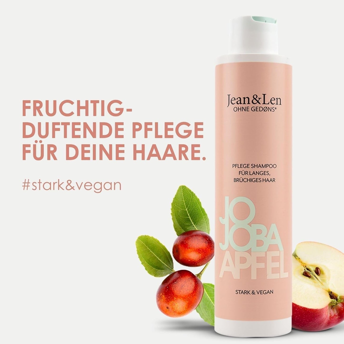 Jean & Len Care Shampoo Jojoba & Apple, nærer langt og skrøbeligt hår, 300 ml Brusebad og bad Jean & Len