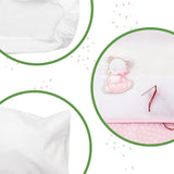 Hvidt og lyserødt sengetøj til barneseng, bestående af 1 dæklag, 1 toplagen med Aida-bånd til broderi og 1 pudebetræk, 100% bomuld, Made in Italy Dyner og dyner Naty Shop