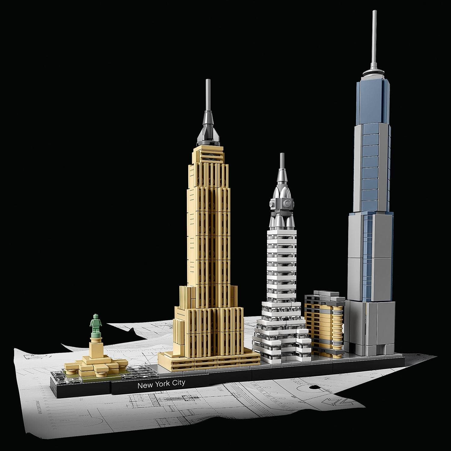 LEGO Architecture New York City-sæt, Skyline-modelsæt med World Trade Center og Frihedsgudinden, Håndværk til voksne, Hjem- og kontordekorationer, Gaver til kvinder og mænd 21028 Byggesæt Besuche den LEGO-Store