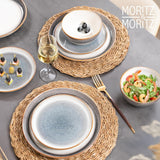 Moritz & Moritz TARENTO 24-delt servisesæt til 6, grå - Elegant højkvalitetstallerkensæt i stentøj - Spisestellet indeholder 6 middagstallerkener, 6 desserttallerkener, 6 middagstallerkener og 6 kopper
