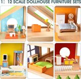 Hape Four Seasons Wooden Doll's House Prisvindende tre-etagers dukkehus med møbler, tilbehør, bevægelige trapper og vendbart tag til hver sæson Dukkehuse Naty Shop