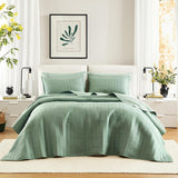 Comfort Spaces Kienna Quilt Sæt, Luksus Dobbelt Stitch Sommertæppe, Letvægts, Blødt Sengetøj året rundt, Matchende pudebetræk, Hvidt, Tæppe til King Size Senge (264,2 X 228,6 cm), Naty Shop Quilts & Quilts Sage Gland Oversized Queen Sengetæppe (102"X118")