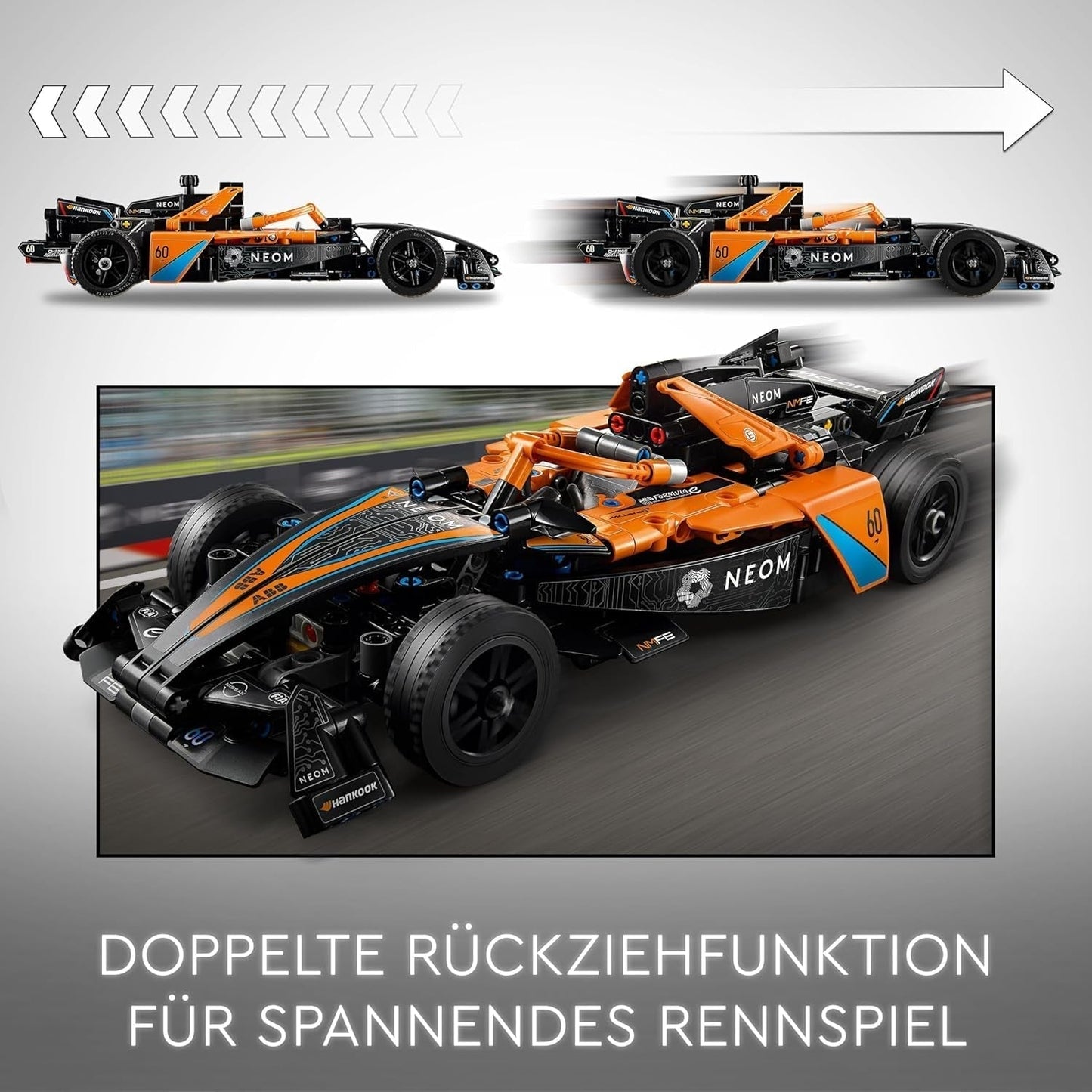 LEGO Technic NEOM Mclaren Formel E racerbil, racerbillegetøj til drenge og piger på 9 år, modelbilsæt, indretning til børneværelset, fødselsdagsgaveidé 42169 Byggesæt Beuche den LEGO-Store