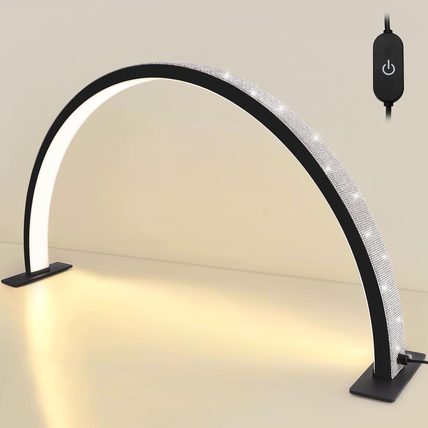 Kalolary Lampadaire, Lash Lumière Pour Extensions De Cils Regglable À 360°, 3000K-6000K Demi-Lune Lampe, Lamp De Beauté (Halvmånelampe)